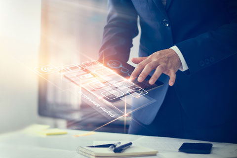 Leader working on a tablet